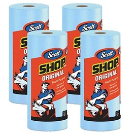 Scott Shop Towels, Blue Rolls, 55 Sheets & 4 Rolls Set