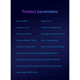 KBEAR Storm Single Dynamic Wired Earbuds Headphones,Memory Wire Earhooks & 2 Pin Replaceable Cables, Secure Fit In Ear Monitor,Noise Isolating Professional Earbuds(Transparent Black, without Mic)