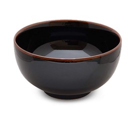 Hakusan Pottery 5 Dimensions Deep Men, Black, Φ15.5 x 8.5cm, 900 ml, Tenme Hasami Ware Made in Japan