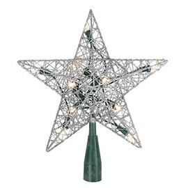 Northlight 9" Pre-Lit Silver Wire Star Christmas Tree Topper - White LED Lights