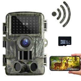 TESPHAN WLAN Wildlife Camera 48MP 2.7K, 120° Hunting Camera 0.1s Fast Trigger Speed Wildlife Camera with Motion Sensor Night Vision Outdoor with Night Vision Motion Sensor