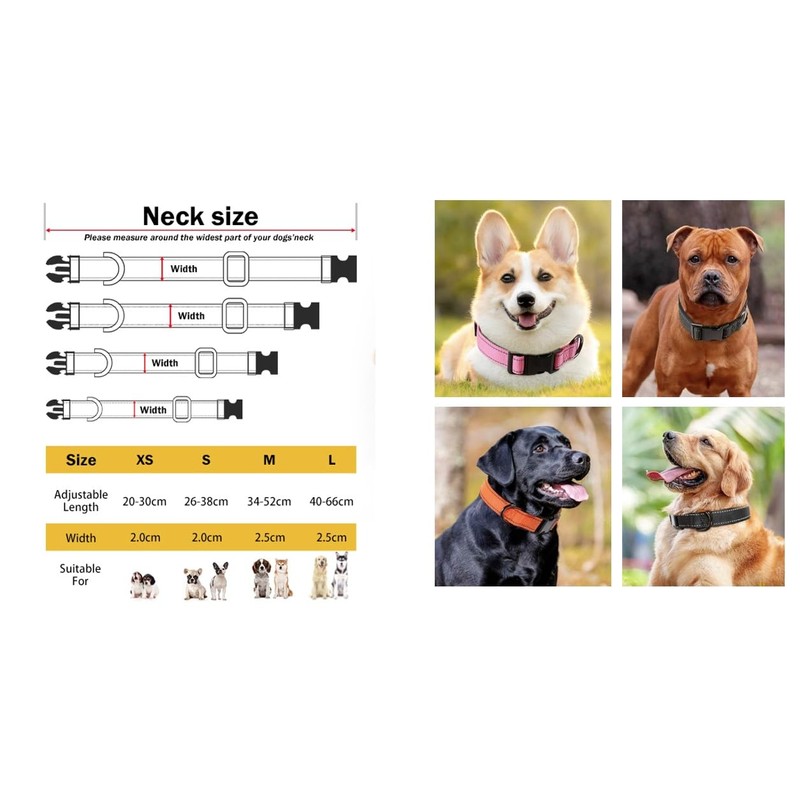 Strong Bright Reflective Dog Puppy Collar, Soft Padded Lightweight, Fully