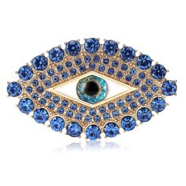 Lucky Evil Eye Brooch Vintage Blue Green Rhinestone Brooches and Pins for Women Ladies Accessories for Shawl Scarf Buckle Jewelry Gift