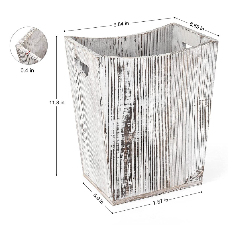 ETELI Wood Wastebasket Small Trash Can Rustic Wooden Garbage Storage