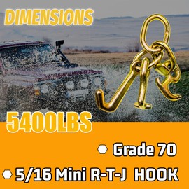 SENKEYFE RTJ Cluster Hooks 5400LBS, Towing Tie Down Cluster Hook 5/16", G70 Tow Bridle Hook Truck Accessories Equipment, J Hooks Towing Heavy Duty for Car Trucks Hauler Wrecker