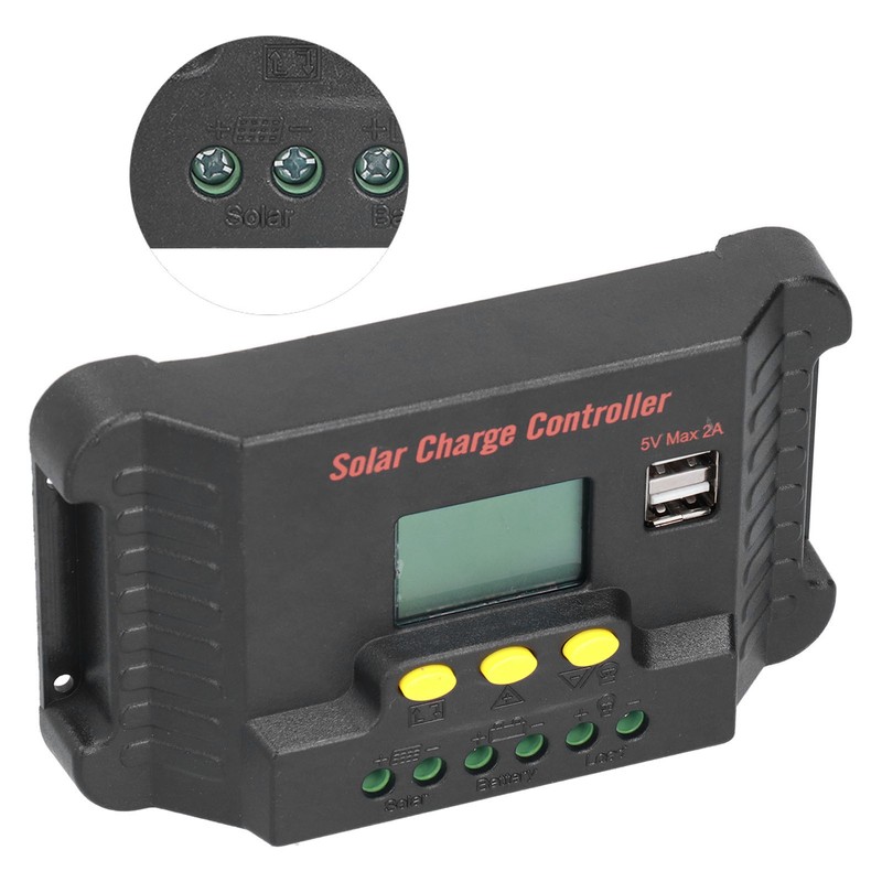 Solar Controller LCD Display with USB Mobile Phone Charging 12/24V