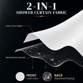 AJAZZ Magnetic Folding Shower Curtains Fabric Polyester Material Waterproof Shower Curtain Suitable for Family Hotel Homestay (White,72" W x 72" L) 1 Panel