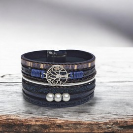 Karma NH10595353 Wrap Bracelet Tree of Life Various Colours PU Leather Bracelet Women's Bracelet Leather Bracelet Modern, Faux Leather Metal, none