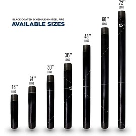 SupplyGiant 3/4 x 48 Inch Steel Black Pipe (4-Pack), Heavy Duty Industrial Malleable Steel Pipes, 3/4" x 48" Pre Cut Threaded Nipple Connector For All DIY Furniture And Black Pipe Shelving