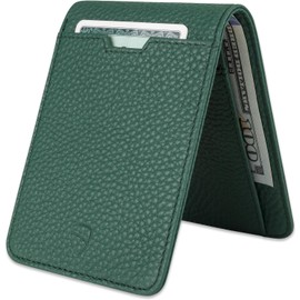 Vaultskin Cartera Bifold de Piel con Bloqueo RFID, Billetera Slim de Gran Capacidad con Diseño Minimalista para Tarjetas y Billetes, Accesorio Elegante Ideal para Regalo (Verde Mate, Manhattan)