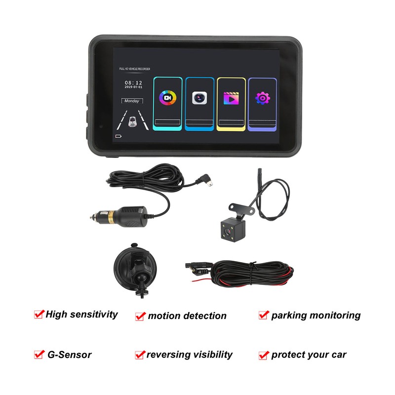 4in Touch Screen Driving Recorder 1080P Dual Dash Cam Night