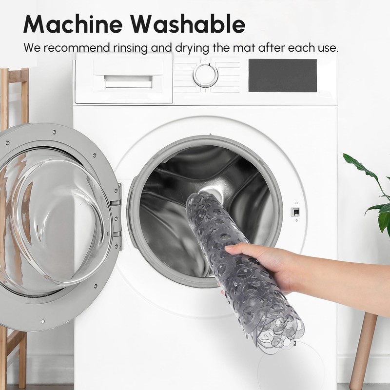 WELTRXE Bath Mat Non Slip Anti Mould, 69x35cm Oval Grey