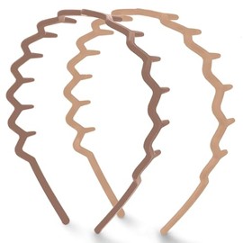 GeorgeX 2 Piezas Diadema Ondulada, Diademas Zigzag para Mujeres y Hombres Diadema de Plástico para Correr, Baño y Maquillaje (Marrón+Caqui, Talla única)