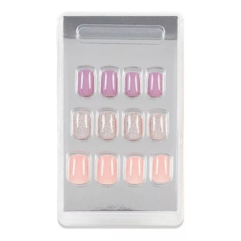 Ardell Uñas Postizas Decoradas Rosa Lila Glitter Brillos Premium