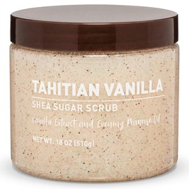 Vanilla Bean Sugar Scrub – Exfoliating Body Scrub for Women, Moisturizing Shea Butter, Natural Sugar Exfoliant, Hand and Foot Scrub, Paraben-Free, All Skin Types, 18 oz (18oz, Tahitian Vanilla)