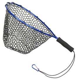 FOUMESU Short Handled Rubber Fishing Landing Net (Blue)