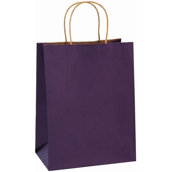 Gift Bags 8x4.25x10.5 Inches 25Pcs BagDream Paper Bags, Shopping Bags, Kraft Bags, Retail Bags, Merchandise Bags, Purple Stripes Paper Gift Bags with Handles