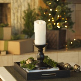 Luminara Wax Drip Flameless LED Candle, White 3" x 6.5", Timer Function, Real Wax Pillar, Battery Operated Unscented Safe, Long-Lasting