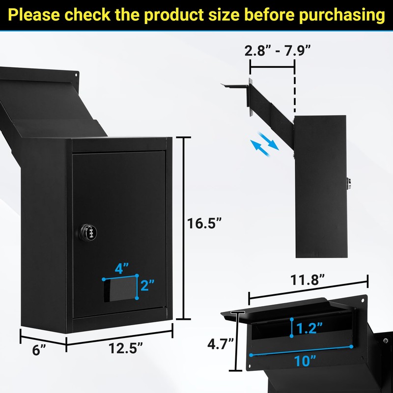 Through The Wall Drop Box with Combination Lock, 16.5" x