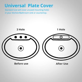 Wovier Faucet Plate,Oil Rubbed Bronze Sink Hole Cover Plate,10" Rectangle Escutcheon Plate 304 Circular Stainless Steel Deck Plate for 1 or 3 Hole Bathroom or Kitchen Sink Faucet Mixer Tap,Black