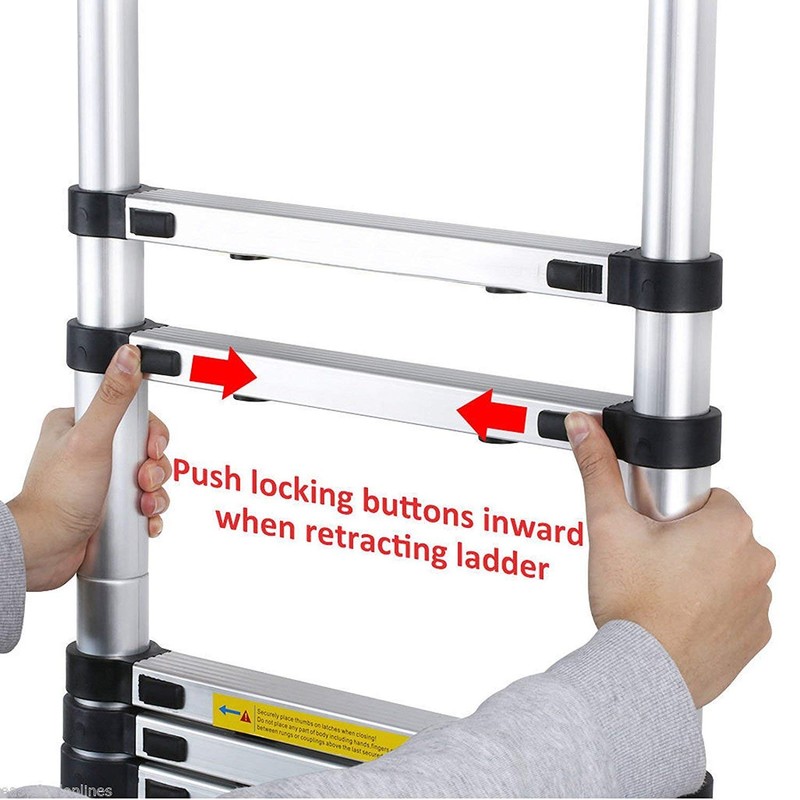 Telescoping Ladders, (12.5Ft/3.8M) EN131 Standards Aluminum Extension Ladder, Extension for