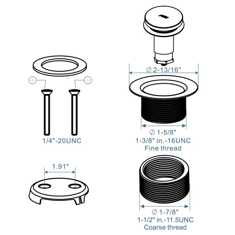 Brushed Nickel Tub Drain Tip-Toe Tub Trim Set Conversion Kit