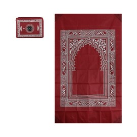 Lotsdonxia 60 X 100cm Travel Prayer Mat Rug – Portable Pocket Mat with Compass Waterproof Praying Rug for On-the-Go Worship (Red)