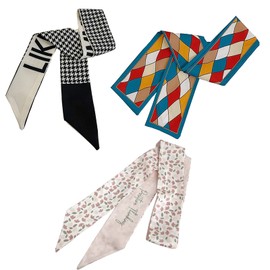 Slefancy Women's Hair Accessories, Hair Band, Scarf, Scarf, Neckerchief, Stylish, Multifunctional, Ribbon, Bag Decoration, Handle, Accessories, Easy to Mix and Match with Clothes for Work or Work, Set of 3