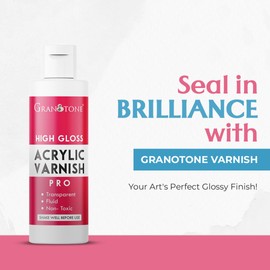 GRANOTONE Acrylic Artist's Varnish | Non-Yellowing | Non-Toxic | Anti-Crazing | High Gloss Finish | Suitable for Pro Artists, Hobby Painters & Kids | Made in India | 1000 ML (33.81 fl oz)