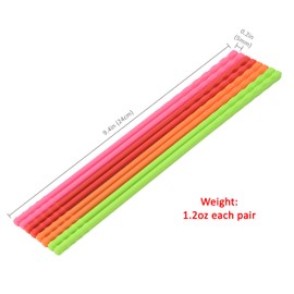 (Set of 4) Kitchen Reusable 9.4 in Non Slip Silicone Cooking Chopsticks, Stainless Steel Core Reinforced, Non Scratch, Pan Friendly, Dishwasher Safe, Camping, Party, Salad, Made in Korea (4 Colors)