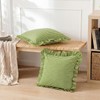 HunnmingRe 2 Pack Green White Striped Ruffle Throw Pillow Covers