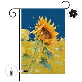 Sunflower Ukraine Peace Garden Flag for Outside 12x18 Inch Double Sided Burlap Material Outdoor Flag with 1 Set Wind Stopper and Clip (Flagpole not included)