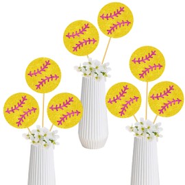 Softball Theme Centerpieces for Table 12pcs Glitter Softball Centerpiece Sticks Softball Party Decoration for Girls Softball Birthday Party Baby Shower Decoration Supplies