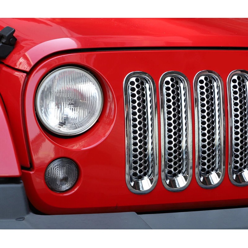 Savadi-Car 7pcs Front Grille Insert Mesh Cover Trim Kit Chrome