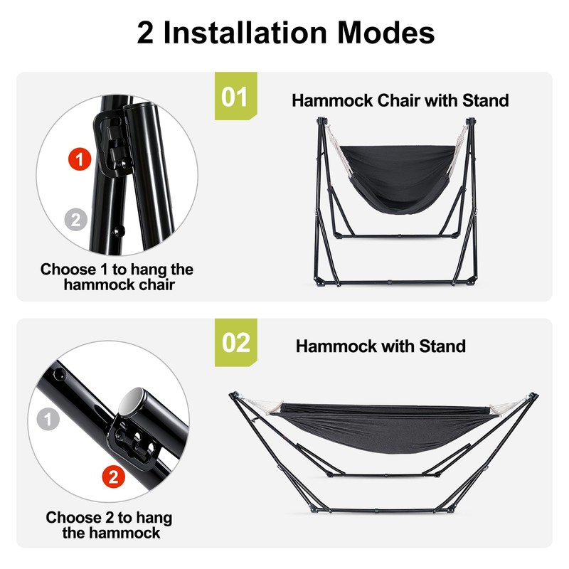 Chloraeon 2-in-1 Kids Hammock & Swing Chair - Adjustable Folding