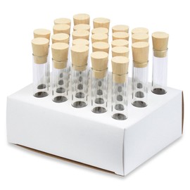 16x100mm Test Tubes with Cork Stoppers and Cardboard Rack, Borosilicate Glass, Round BTM, 10ml Vol, Bulk, Karter Scientific 220F2 (Pack of 300)