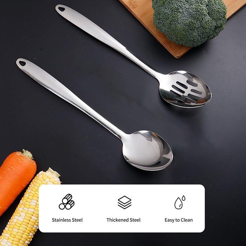 HRLORK Slotted Spoon Large 12.8inch/32.5cm Stainless Steel Cooking Spoons Cooking