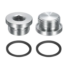 sourcing map 2Pcs M33x2 Inner Hex Head Pipe Fitting Plug, Universal Carbon Steel Thread Socket Plug with Black O-Ring for Terminate Pipe Ends or Replacement Drains