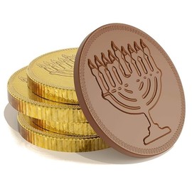 The Dreidel Company Hanukkah Gelt Coins, Made in Israel, Kosher Certified Chanukah Coins Box, 0.42 oz each (Single, 24 Mesh Bags)