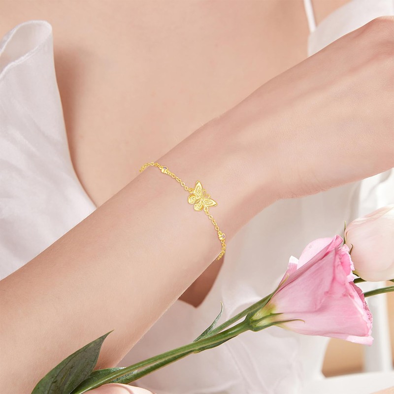 Palpitate Butterfly Bracelet for Women Celtic Butterfly Bracelet 14K Gold