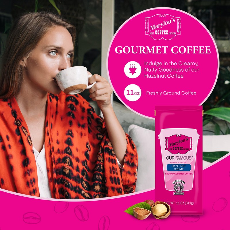 Marylou's Coffee – Hazelnut Creme Flavored Ground Gourmet Coffee –