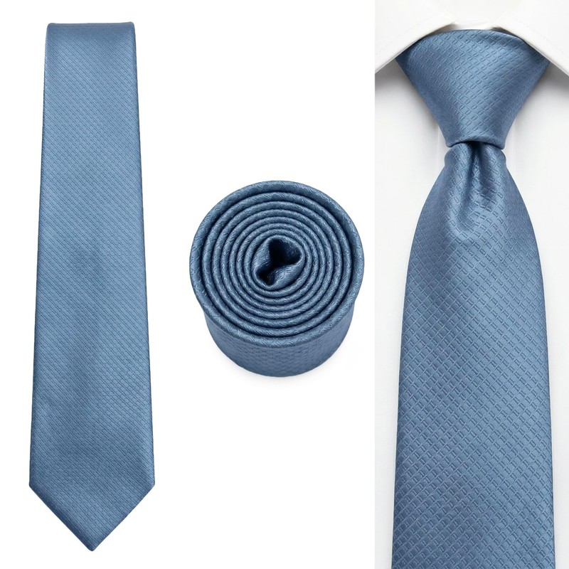 [S&W SHLAX&WING] Men's Necktie Steel Blue Tie Solid Extra Long