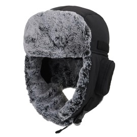 Decentron Mens Outdoor Trooper Trapper Hat Warm Winter Hunting Hats with Ear Flaps Ushanka Hat Black