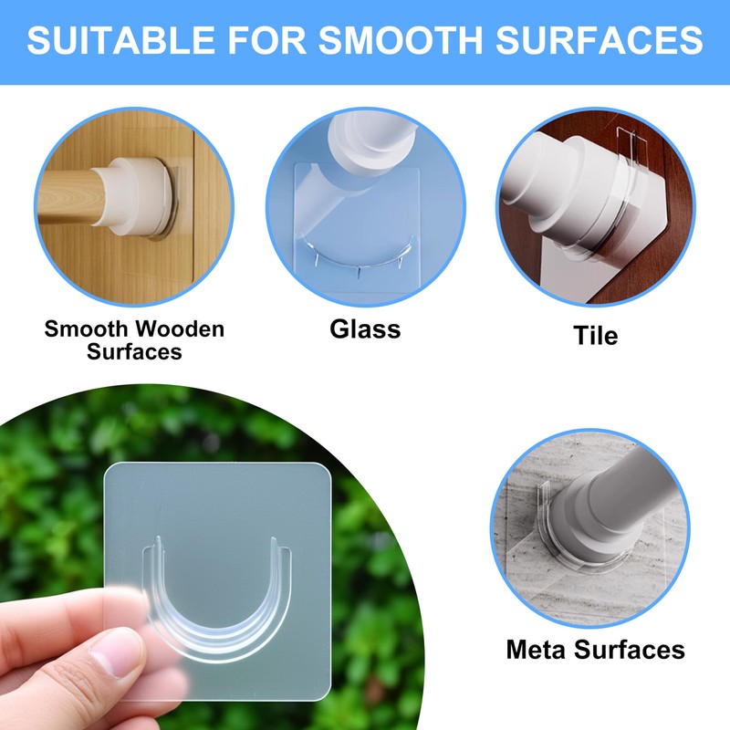12 Pack Shower Rod Holder, Adhesive Shower Curtain Rod Holder