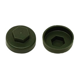 TechFast Roofing Screw Cover Caps | 19mm | Olive Green - Plastic | Box 100