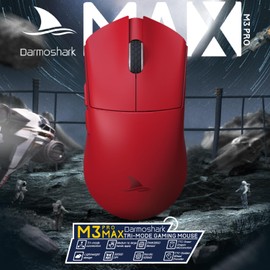 Darmoshark M3PROMAX Wireless Gaming Mouse,Tri-Mode 2.4G/USB-C/Bluetooth Mouse Up to 30000DPI,PAW3950 Optical Sensor Lightweight 54g,7 programmable Button,Computer Mouse for Laptop,PC,Linux,Mac（Red）
