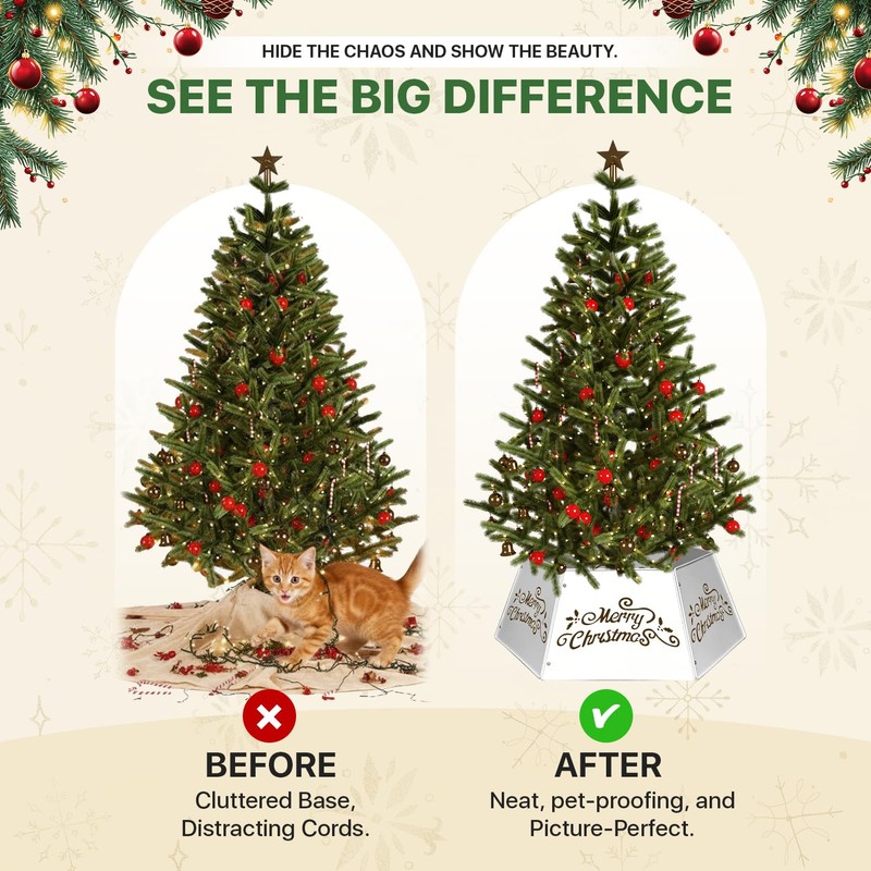 28" Christmas Tree Collar for Pencil Tree, Metal Tree Collar