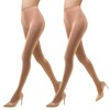 MANZI 1-6 Pairs Run Resistant Control Top Opaque Tights,Tan,L