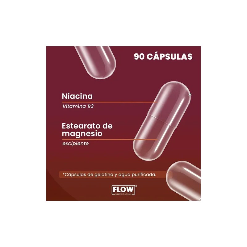 Niacina Vitamina B3 90 Cápsulas De 500 Mg Flow