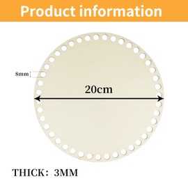 TTYSHIP Pack of 6 Basket Bases, Basket Base for Crocheting, Round, Natural Wood Basket Base, Basket Base Set, with 20 Coloured Stitch Markers, for DIY Basket Weaving, Crafts, Home Decor (Diameter 20